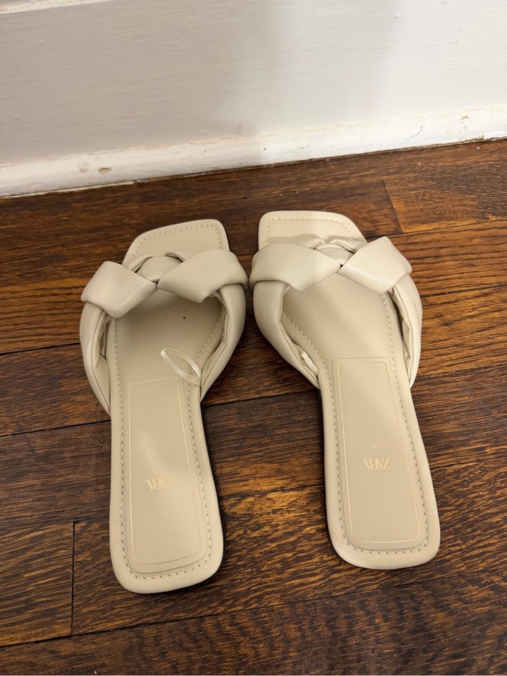 Zara Braided Slide Sandals - Beige/Cream EU 37 - Picture 3 of 7